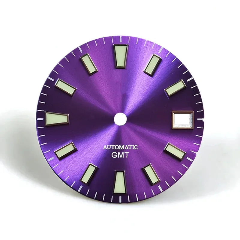 28.5mm Sunburst Dial Green Lume NH34GMT Movement  Modified Watch