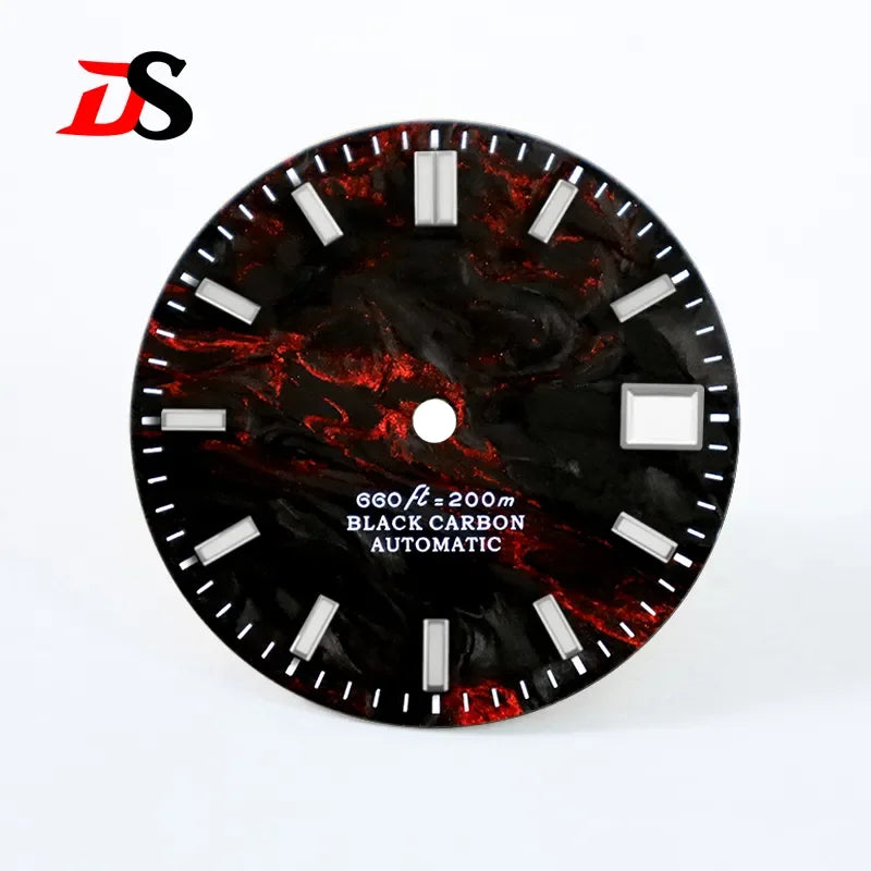 NH35 Dial Lava Carbon Fiber BGW9 Lume for NH38 Movement 28.5MM