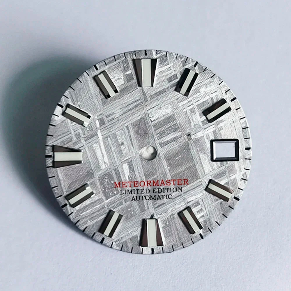 Natural Grey Meteorite Dial Blue Green Lume NH35NH36 28.5mm