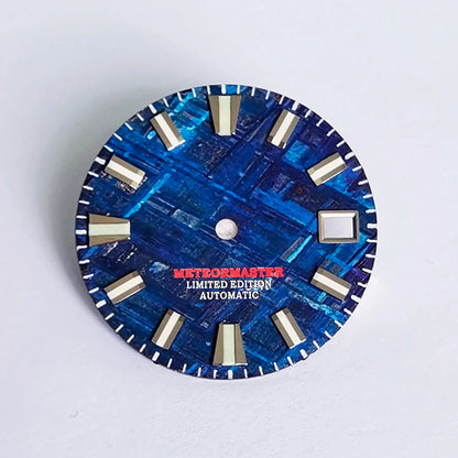 Blue Color Natural Meteorite Dial Blue-green Lume NH35NH36 28.5mm