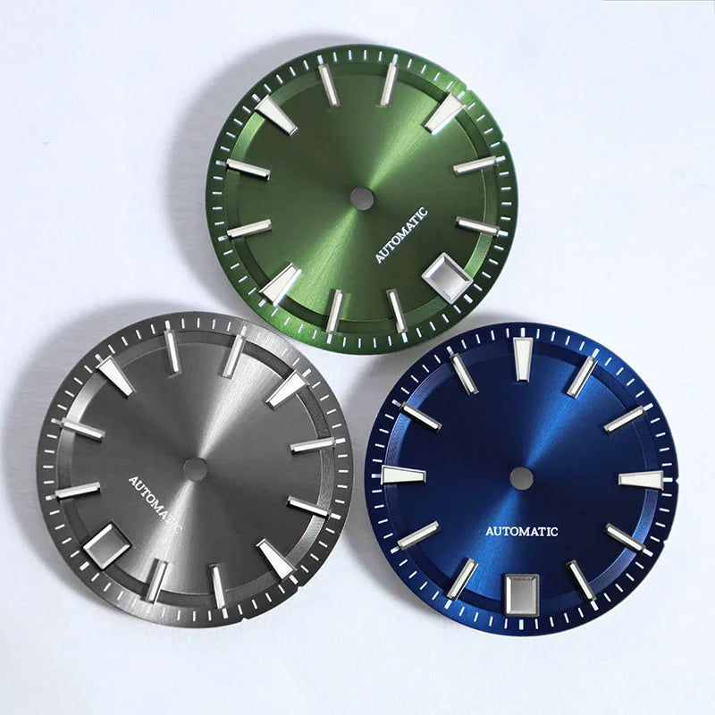 28.5mm Sunburst Dial 6 O'clock Blue Lume NH35 Movement