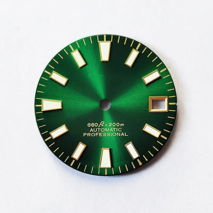 28.5mm Dial Sunburst Dial Green Lume Modified Watch NH35 Movement