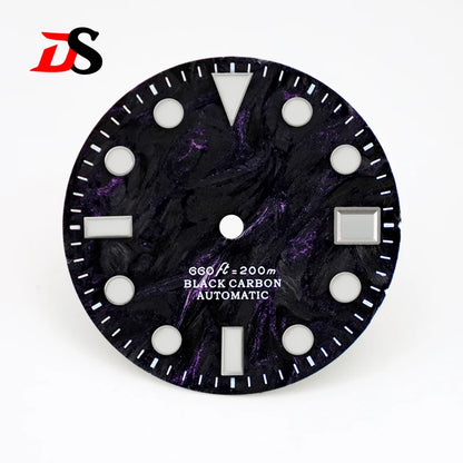 28.5mm Dial Rich Color Lava Dial YM Index Carbon Fiber Dial BGW9 C3 Lume for NH35 Movement 3o'clock Date