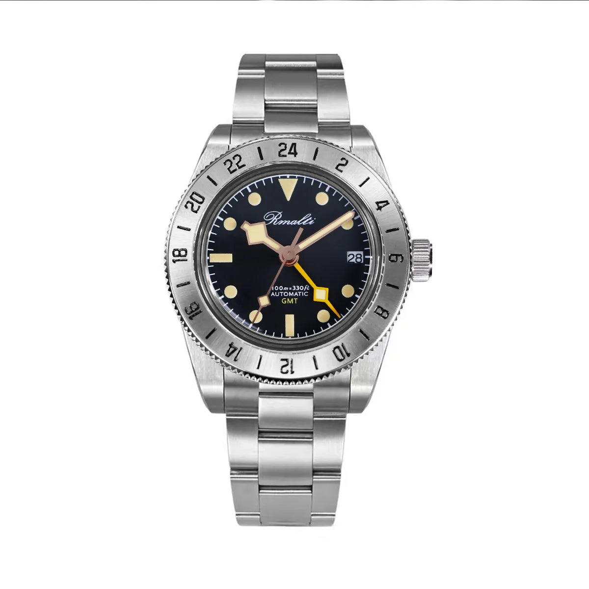 RMALTI 38.5mm Watches Retro Bgw9 C3 Lume Sapphire Glass Bezel Luxury Men's Automatic Mechanical Watch 10ATM GMT NH34A Movement
