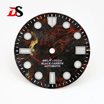 Carbon Fiber Dial Rich Color Lava BWG9 C3 Lume for NH35 Movement 3o'clock Date/No Date 28.5mm