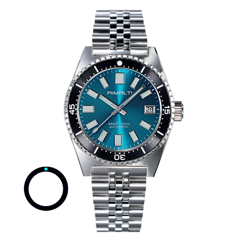 RIMALTI 40mm Watch Mother Shellfish Dial Sunburst Luxury Men's Watch Automatic Mechanical Sapphire Waterproof NH35 Movement