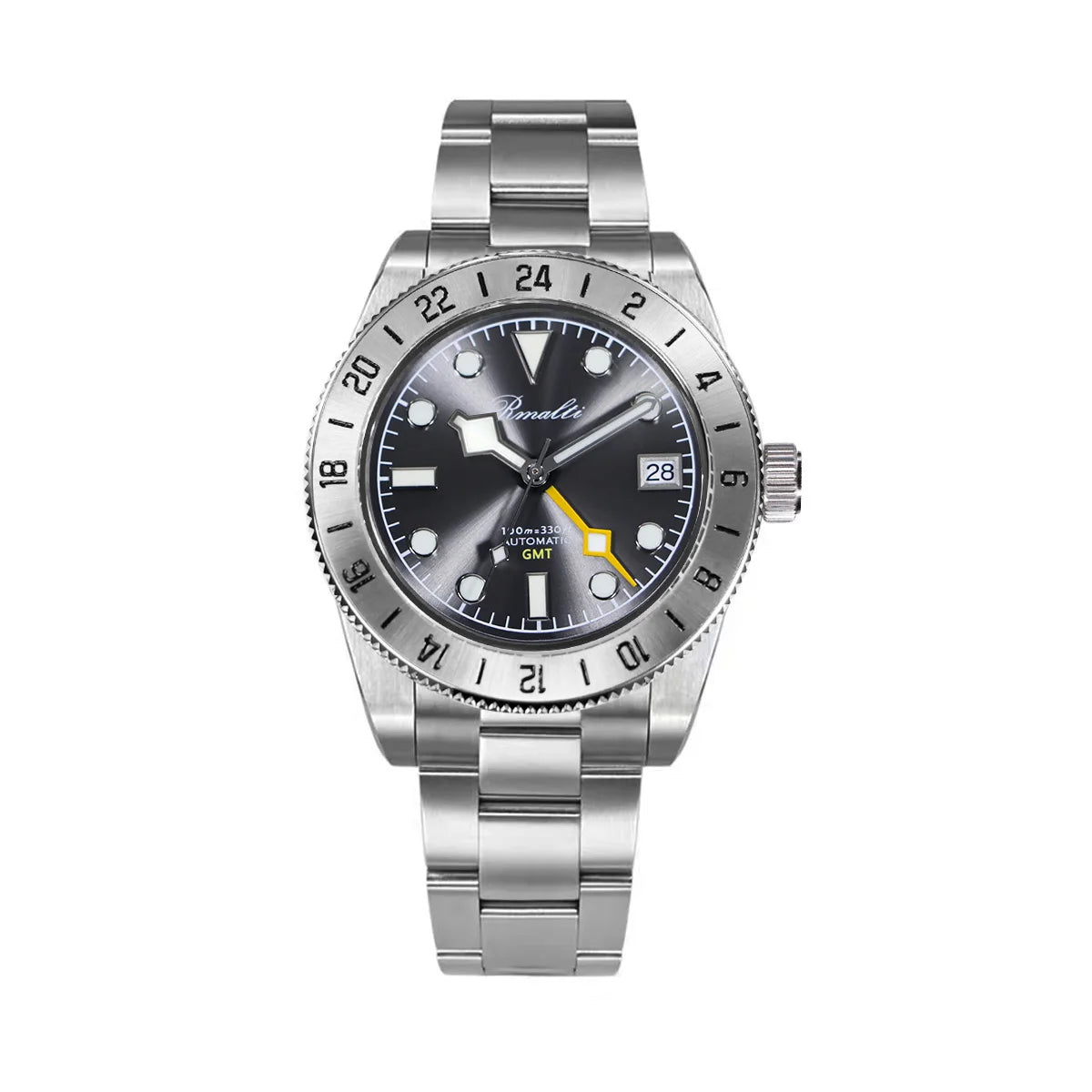 RMALTI 38.5mm Retro Bgw9 C3 Lume Sapphire Glass Bezel Luxury Men's Automatic Mechanical Watch 10ATM GMT NH34A Movement