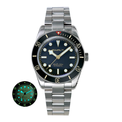 RIMALTI 38mm 62GS Men's Watch 316L Stainless Steel Strap100 Meters Waterproof Retro C3 Lume NH35 Automatic Mechanical Movement