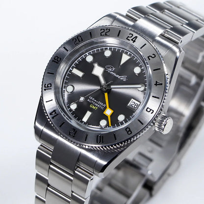 RMALTI 38.5mm Retro Bgw9 C3 Lume Sapphire Glass Bezel Luxury Men's Automatic Mechanical Watch 10ATM GMT NH34A Movement