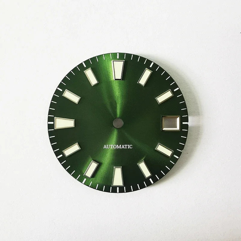 Sunburst Dial Green Lume Modified Watch NH35 Movement 28.5mm Dial