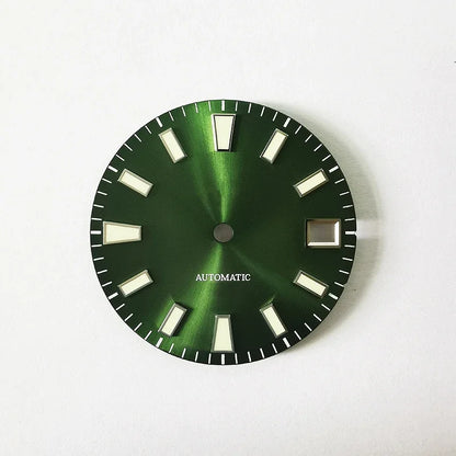 Sunburst Dial Green Lume Modified Watch NH35 Movement 28.5mm Dial