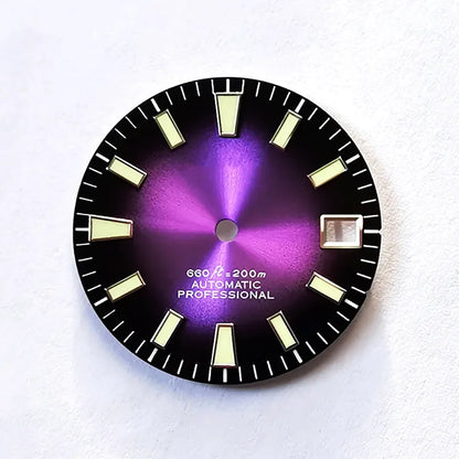 28.5mm Dial Sunburst Dial Green Lume Modified Watch NH35 Movement
