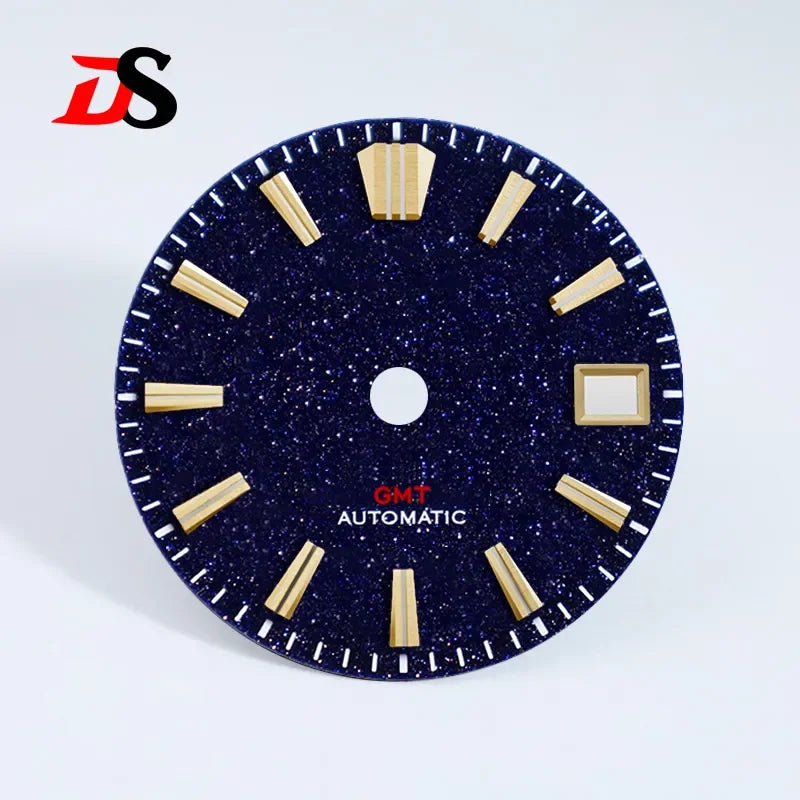 28.5mm Blue Gold Sands Dial Blue Lume Modified Stone for NH34GMT Movement Watch Accessories