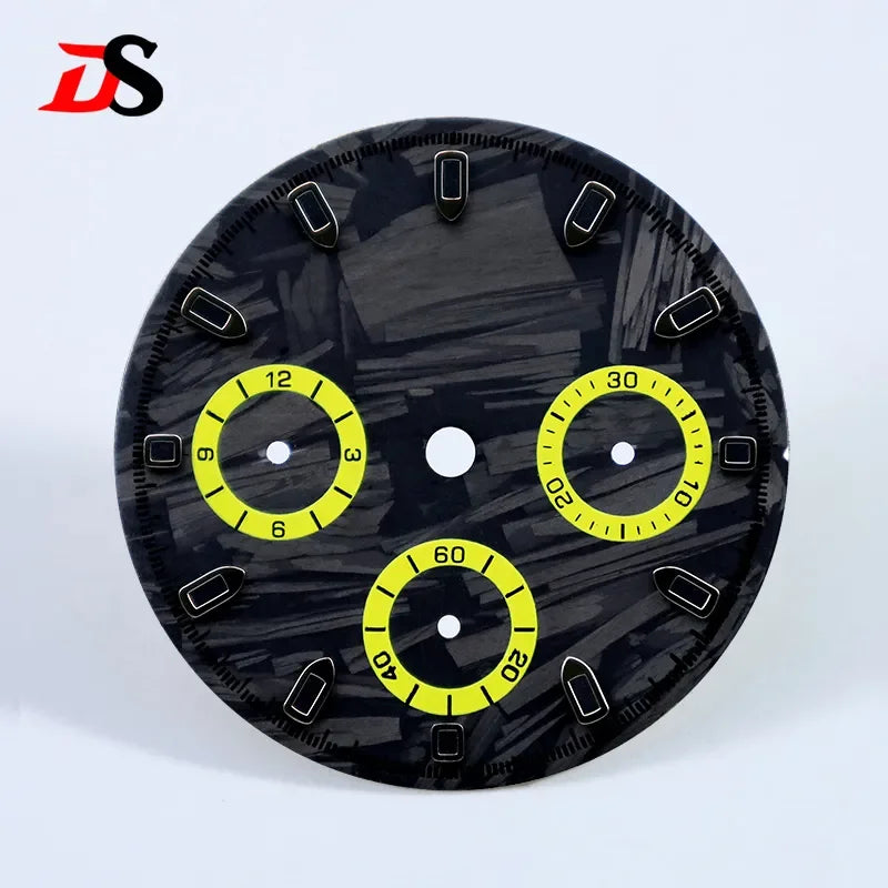 29.5mm Dial Carbon Fiber Dial Blue Lume for VK63 Movement Black Lume