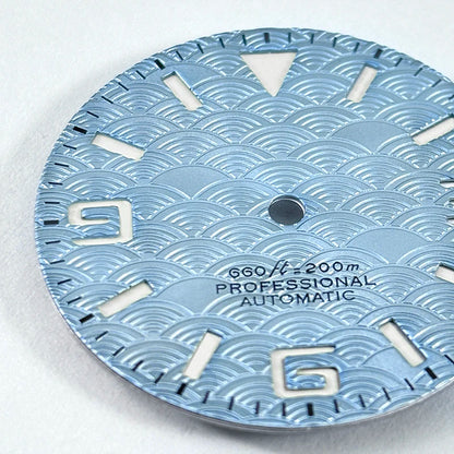 No Date Wave Dial NH38 MOD C1 Green Lume 28.5mm