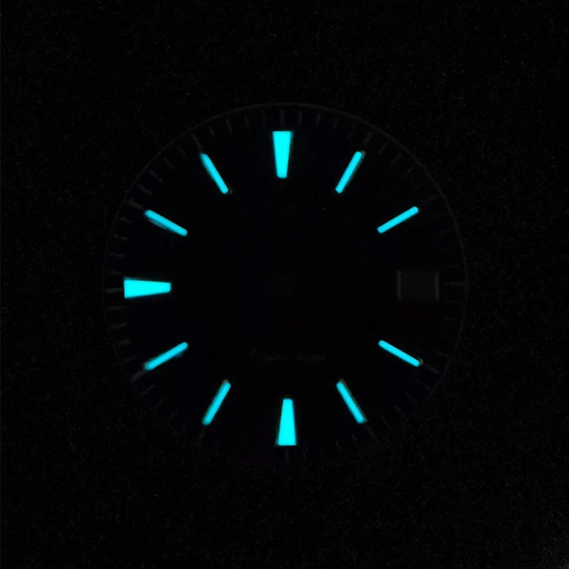Sunburst Matte White No Date Dial for NH38 NH35 28.5mm Blue Lume