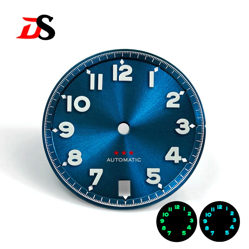Forerunner Dial Blue /Green Lume 28.5mm Number NH35 Dial Red Stars