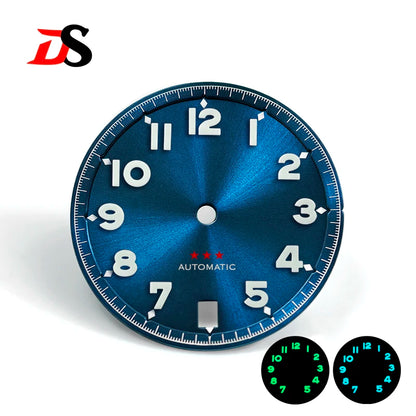 Forerunner Dial Blue /Green Lume 28.5mm Number NH35 Dial Red Stars