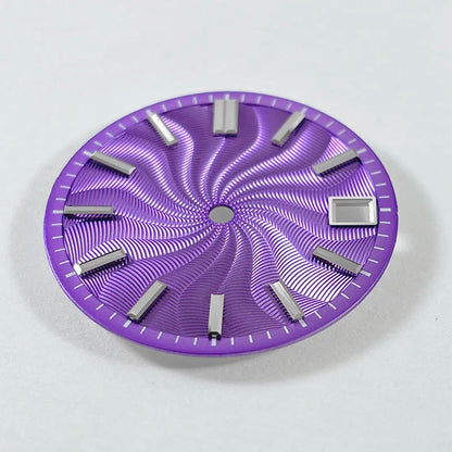 Guilloche Watch Dial 28.5mm No Lume NH35 Sterile Ice Blue Smoky Purple NH34 NH38 No Date