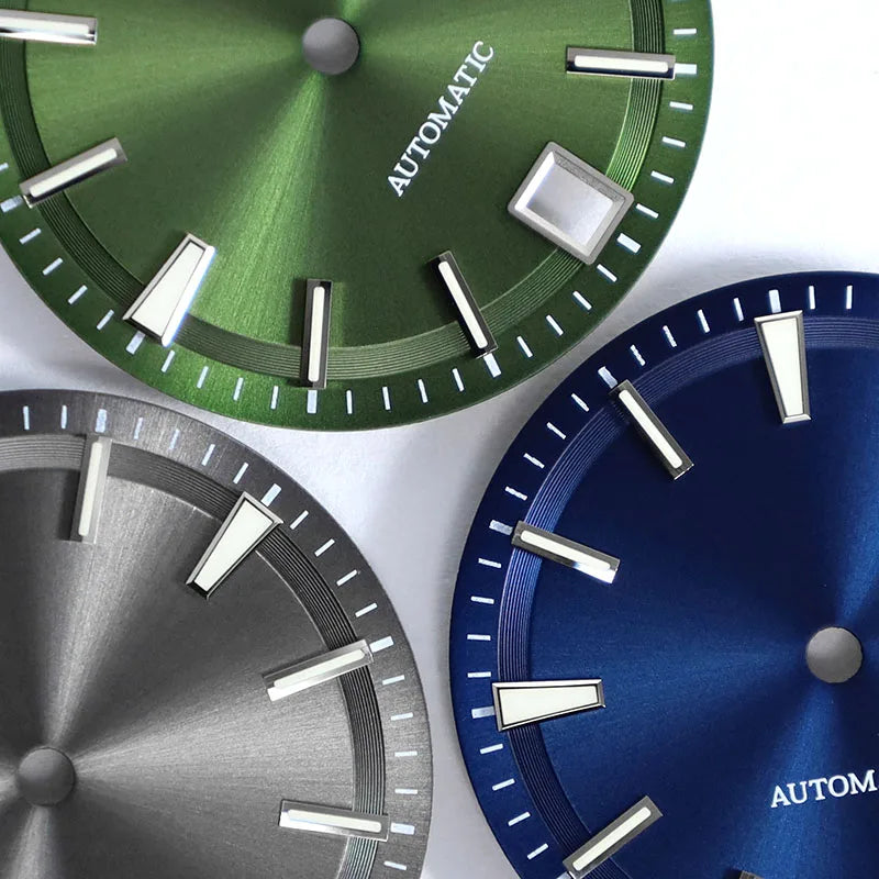 28.5mm Sunburst Dial 6 O'clock Blue Lume NH35 Movement