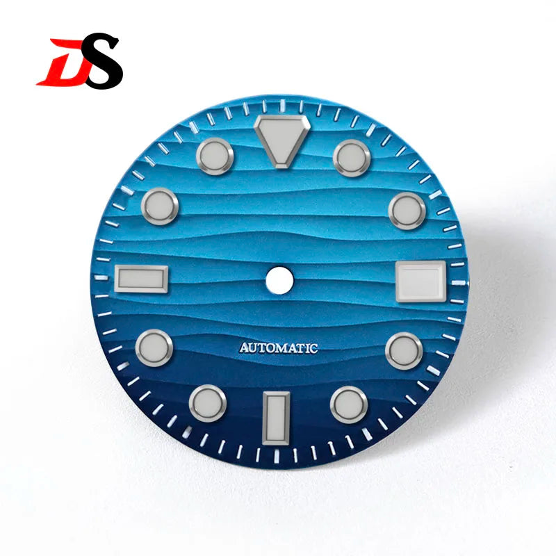 Sea Wave 28.5mm Dial 3.0 O'clock Date Blue Lume NH35 Movement Black Lume