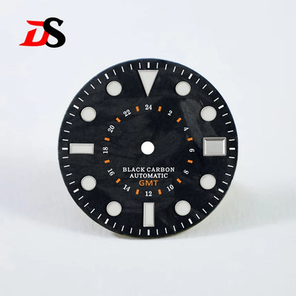 Carbon Fiber Dial GMT Blue/green Lume Index Support Custom Logo NH34 NH35 28.5mm
