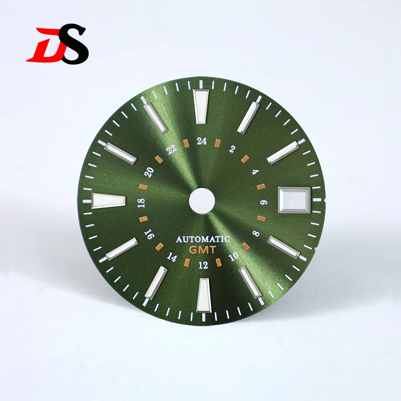 Sunburst 24-hour GMT Sun Pattern blue luminous Dial NH34 Movement 28.5mm