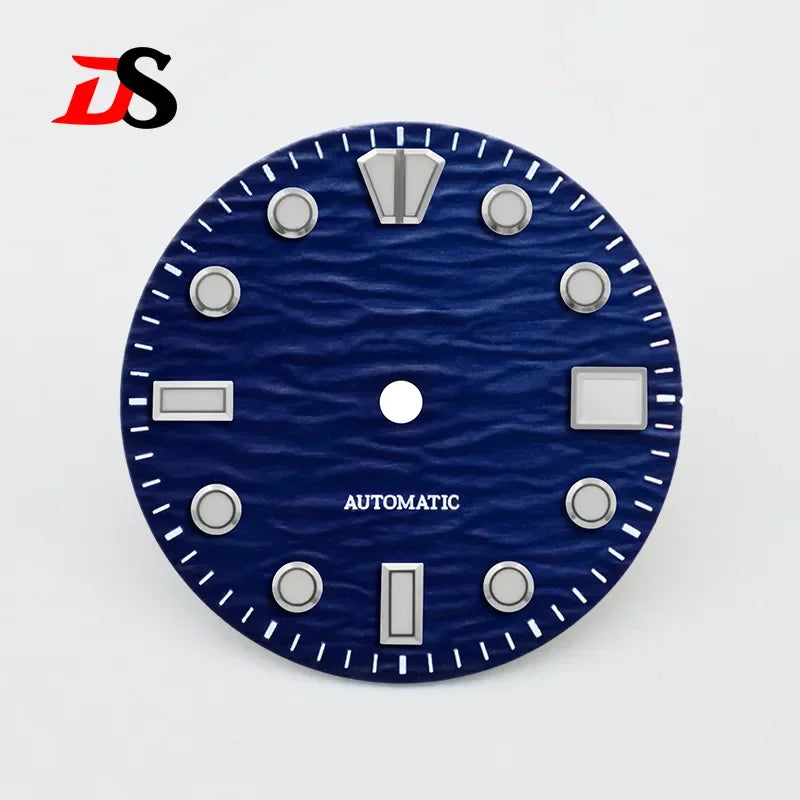 28.5mm Wave Dial Blue Lume for NH35/NH38 Movement