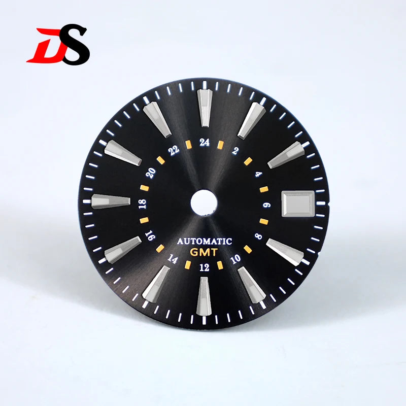 Sunburst GS 24 Hour GMT Sun Pattern Mod Dial 28.5MM Suitable for NH34 Movement OMG Index