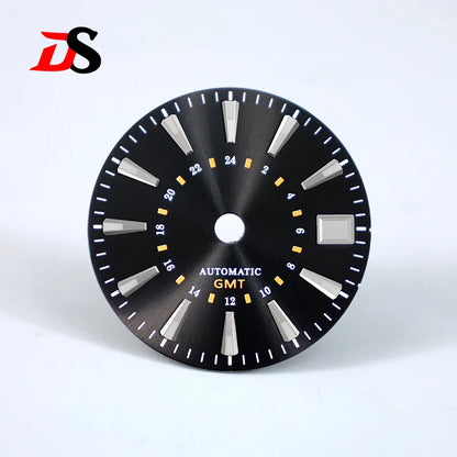 Sunburst GS 24 Hour GMT Sun Pattern Mod Dial 28.5MM Suitable for NH34 Movement OMG Index