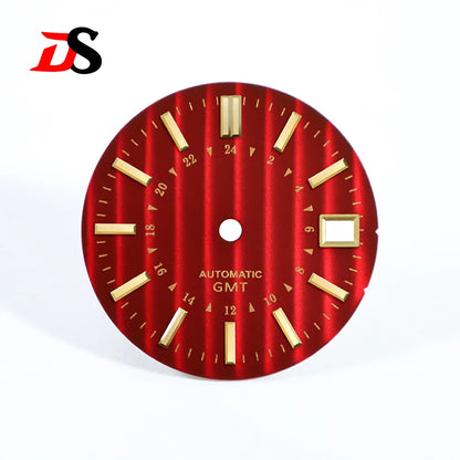 28.5MM Dial Bamboo Pattern Gold Text Sunburst No Lume for NH34 GMT NH35  Movement