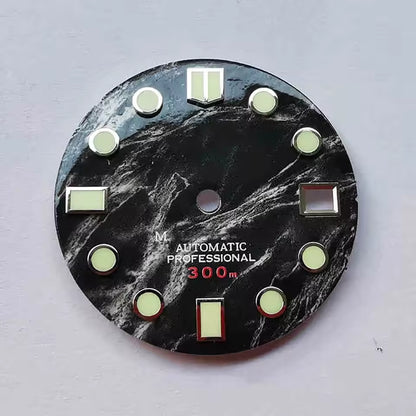 28.5mm Dial Marble Pattern Green Lume for NH35 NH36 Movement SKX007 Diving Watch