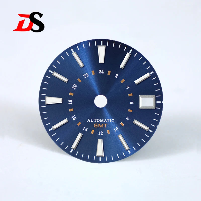 Sunburst 24-hour GMT Sun Pattern blue luminous Dial NH34 Movement 28.5mm