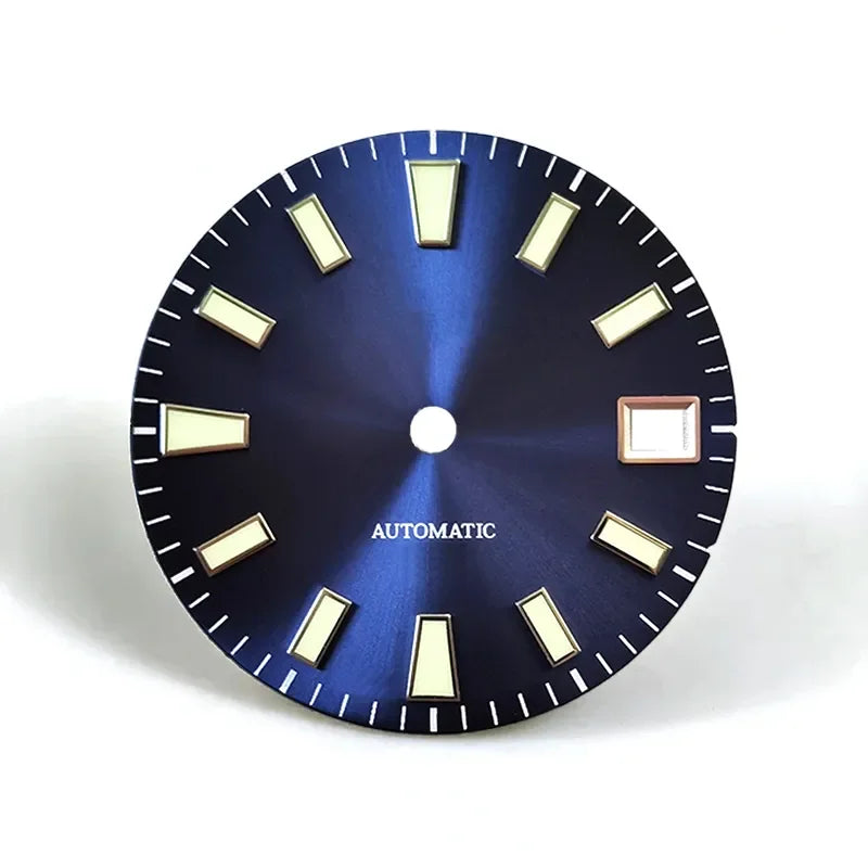 Sunburst Dial Green Lume Modified Watch NH35 Movement 28.5mm Dial