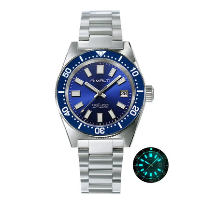 RIMALTI 62MAS 40mm Watch Sunburst Dial Classic Men's Watch Nh35 Automatic Movement Waterproof Luminous Sapphire Glass