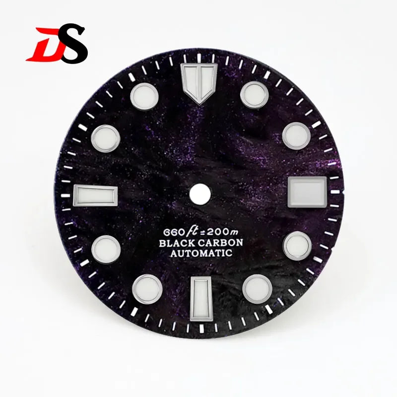 Carbon Fiber Dial Rich Color Lava BWG9 C3 Lume for NH35 Movement 3o'clock Date/No Date 28.5mm