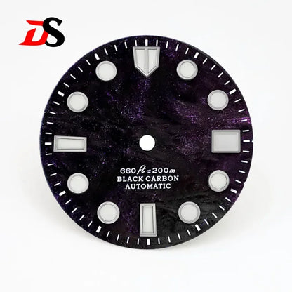 Carbon Fiber Dial Rich Color Lava BWG9 C3 Lume for NH35 Movement 3o'clock Date/No Date 28.5mm