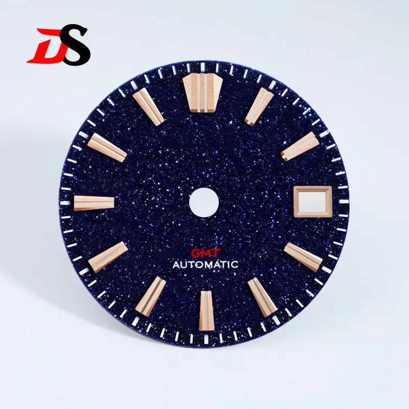 28.5mm Blue Gold Sands Dial Blue Lume Modified Stone for NH34GMT Movement Watch Accessories