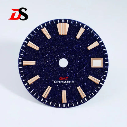 28.5mm Blue Gold Sands Dial Blue Lume Modified Stone for NH34GMT Movement Watch Accessories