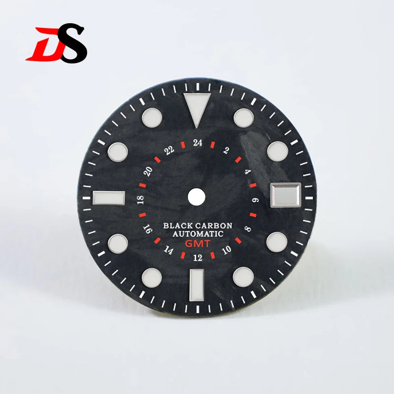 Carbon Fiber Dial GMT Blue/green Lume Index Support Custom Logo NH34 NH35 28.5mm