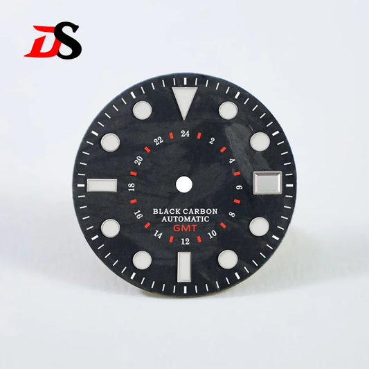 Carbon Fiber Dial GMT Blue/green Lume Index Support Custom Logo NH34 NH35 28.5mm