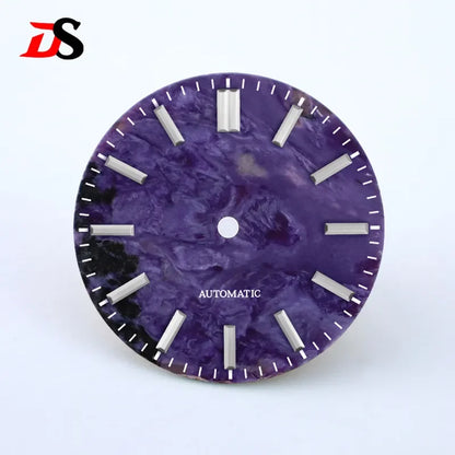 28.5mm Dial Purple Dragon Crystal Purple Stone Blue Lume NH38 NH35 Movement No Date No Lume