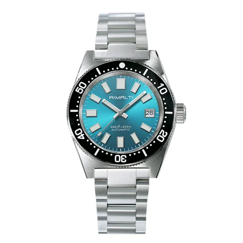 RIMALTI 62MAS 40mm Watch Sunburst Dial Classic Men's Watch Nh35 Automatic Movement Waterproof Luminous Sapphire Glass
