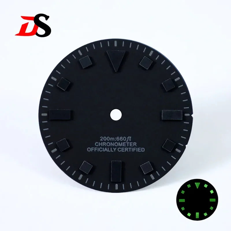 Retro 28.5mm Dial 50-layer Matte Black White Dark Green Lume NH35 Movement No Date