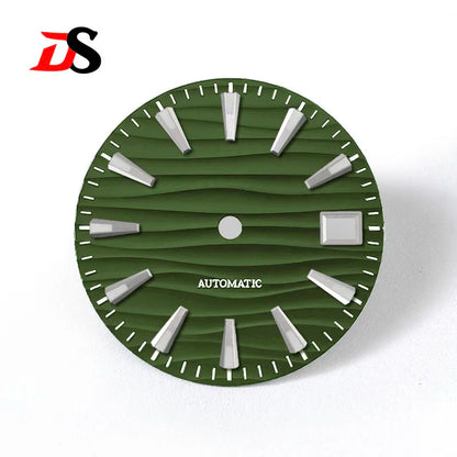 28.5mm Wave Dial Green/Blue Lume 3 O'clock Date NH35 NH34