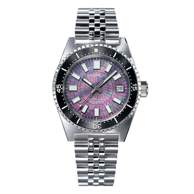 RIMALTI 40mm Watch Mother Shellfish Dial Sunburst Luxury Men's Watch Automatic Mechanical Sapphire Waterproof NH35 Movement