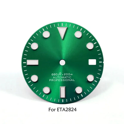 28.5mm Matte SUB Dial BGW9 C3 Lume for ETA2824 Movement