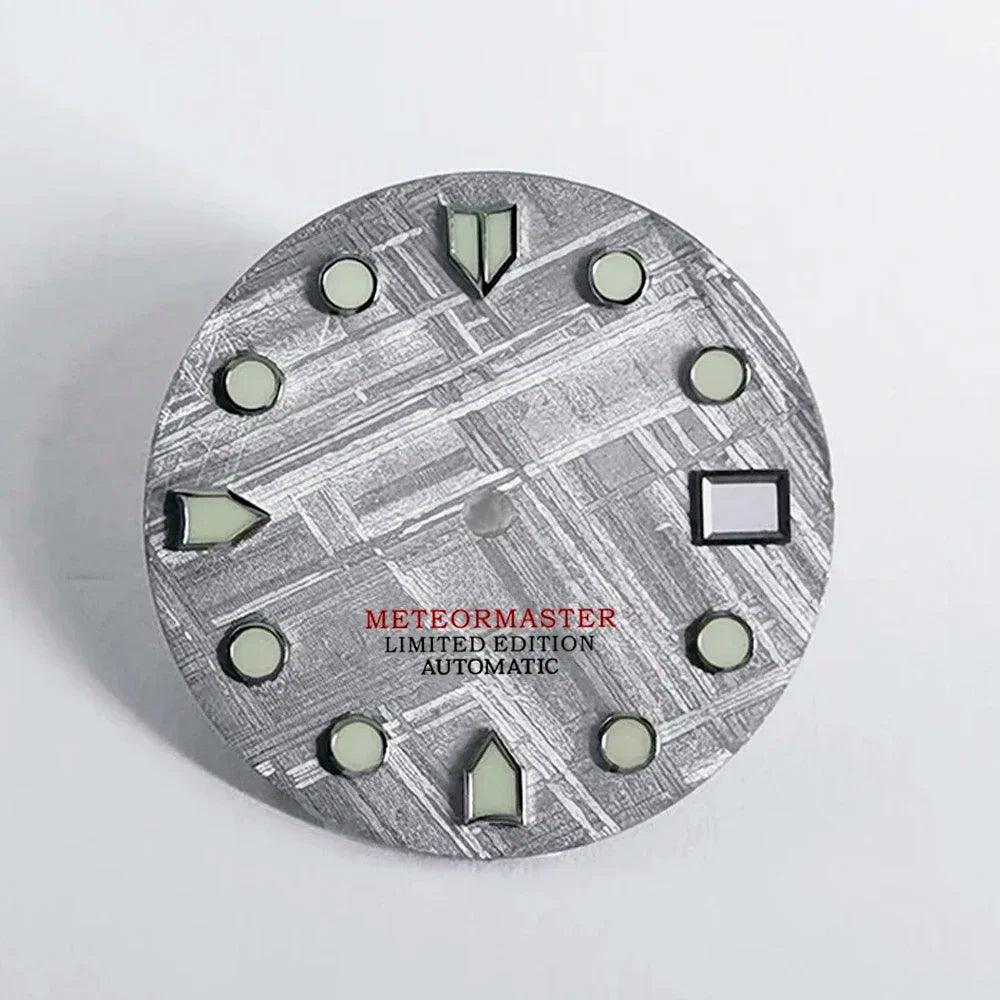 Natural Grey Meteorite Dial Blue Green Lume NH35NH36 28.5mm