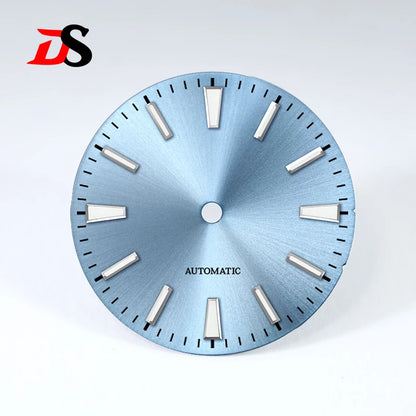 Sunburst Matte White No Date Dial for NH38 NH35 28.5mm Blue Lume