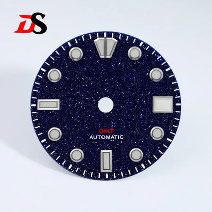 Blue Gold Sands Dial 28.5mm BGW9 C3 Lume Blue Gold Stone Sands for NH34GMT Movement Watch Parts